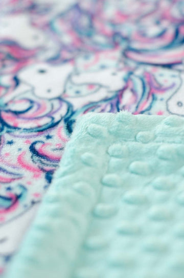 Girl customized baby blankets with unicorns